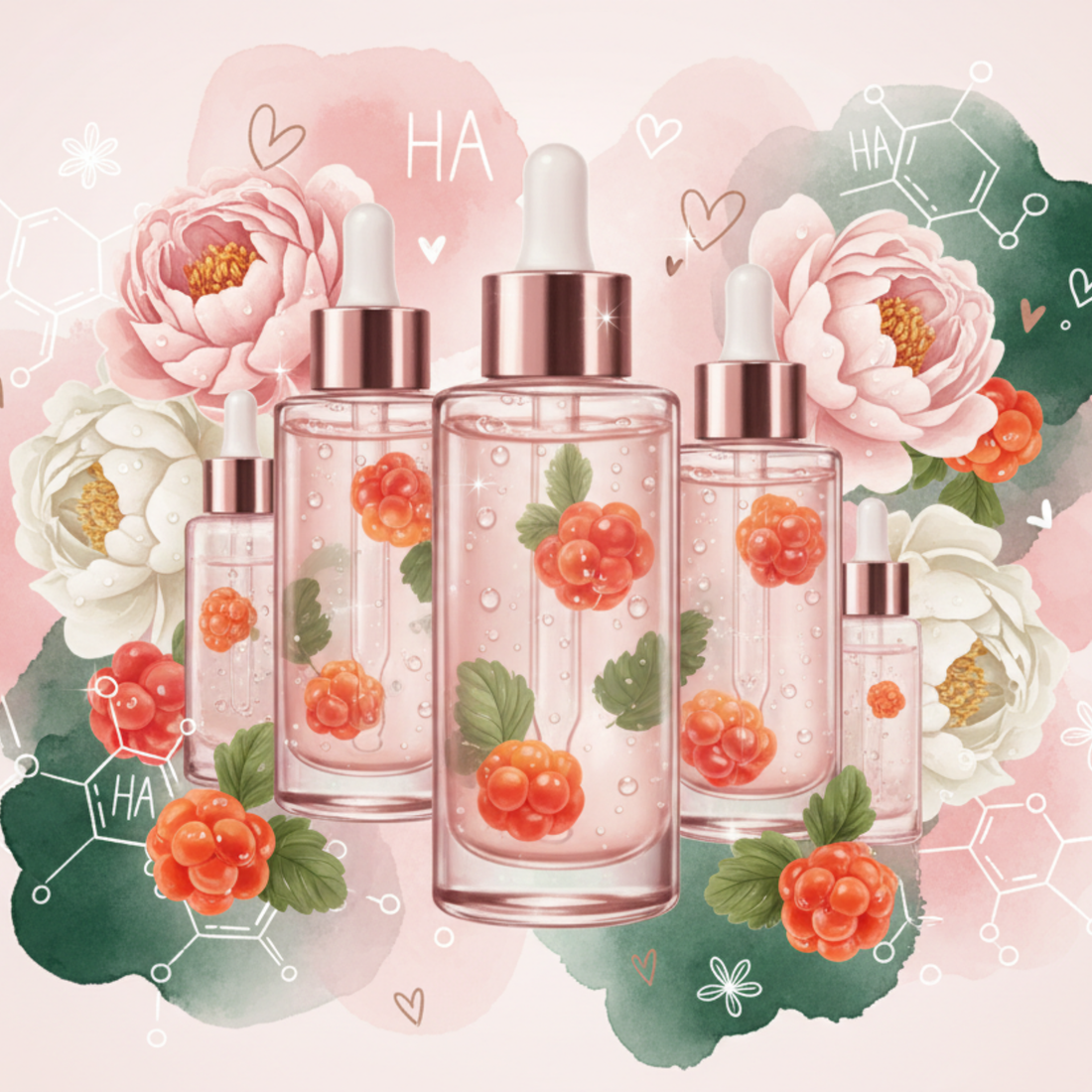 DewLock and CloudSoft skincare duo with fresh botanical ingredients and Valentine's theme