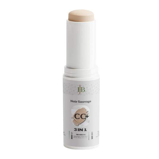 CC+ stick with white packaging and wooden cap on a white background