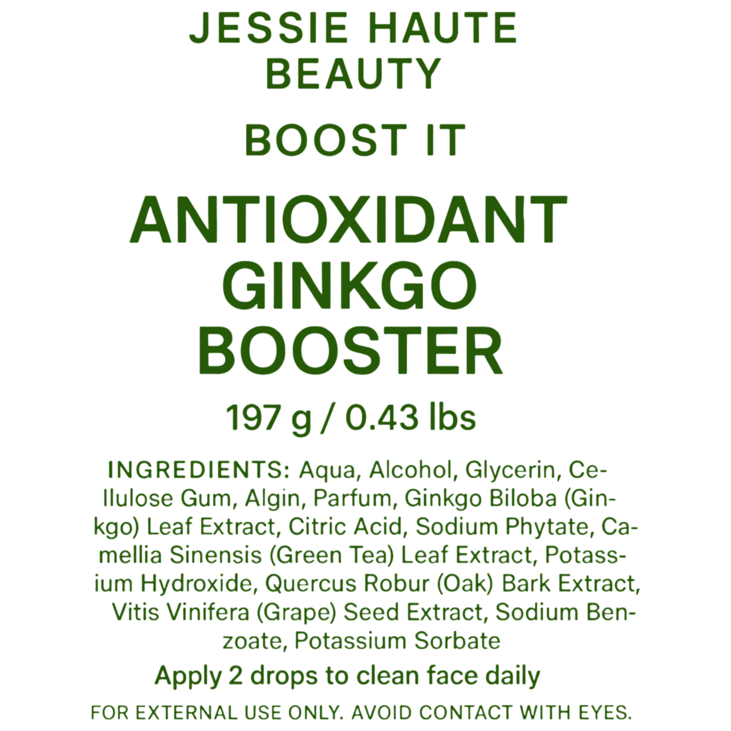 Antioxidant Ginkgo Booster, Green Tea & Oak Bark Extract, Brightening Face Serum, 30 mL