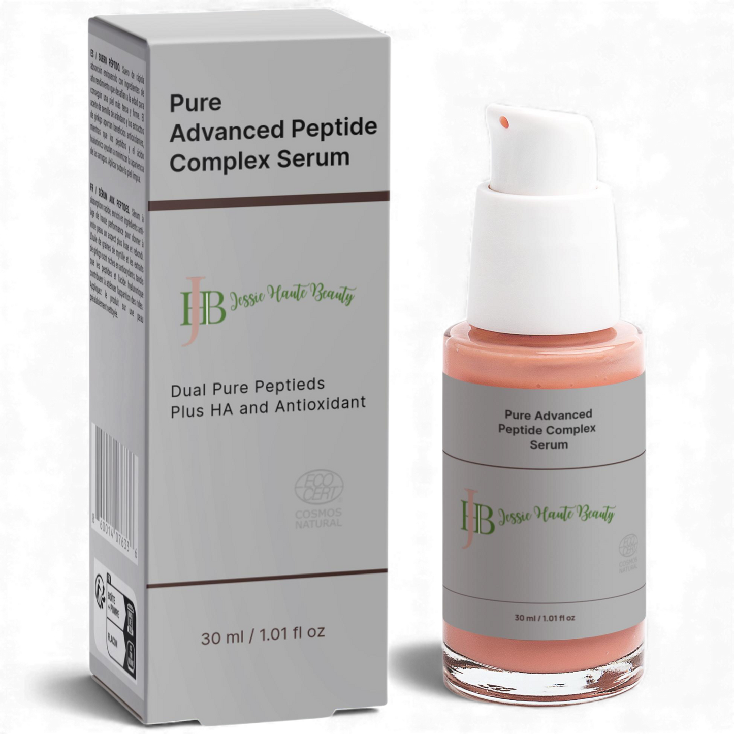 Pure Advanced Peptide Complex Serum bottle and packaging on a white background