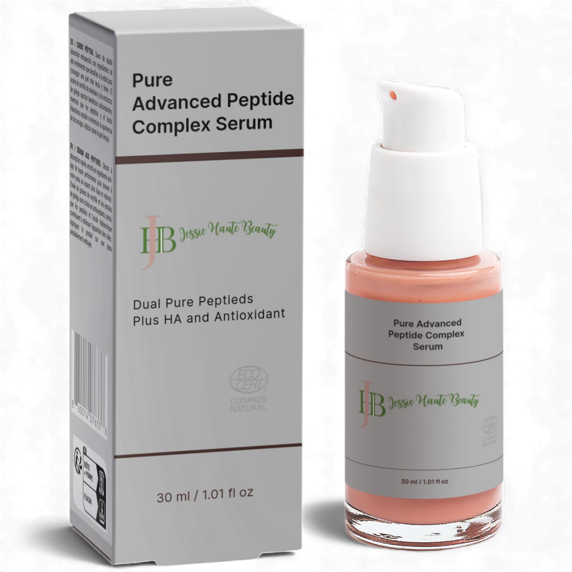 Pure Advanced Peptide Complex Serum bottle and packaging on a white background