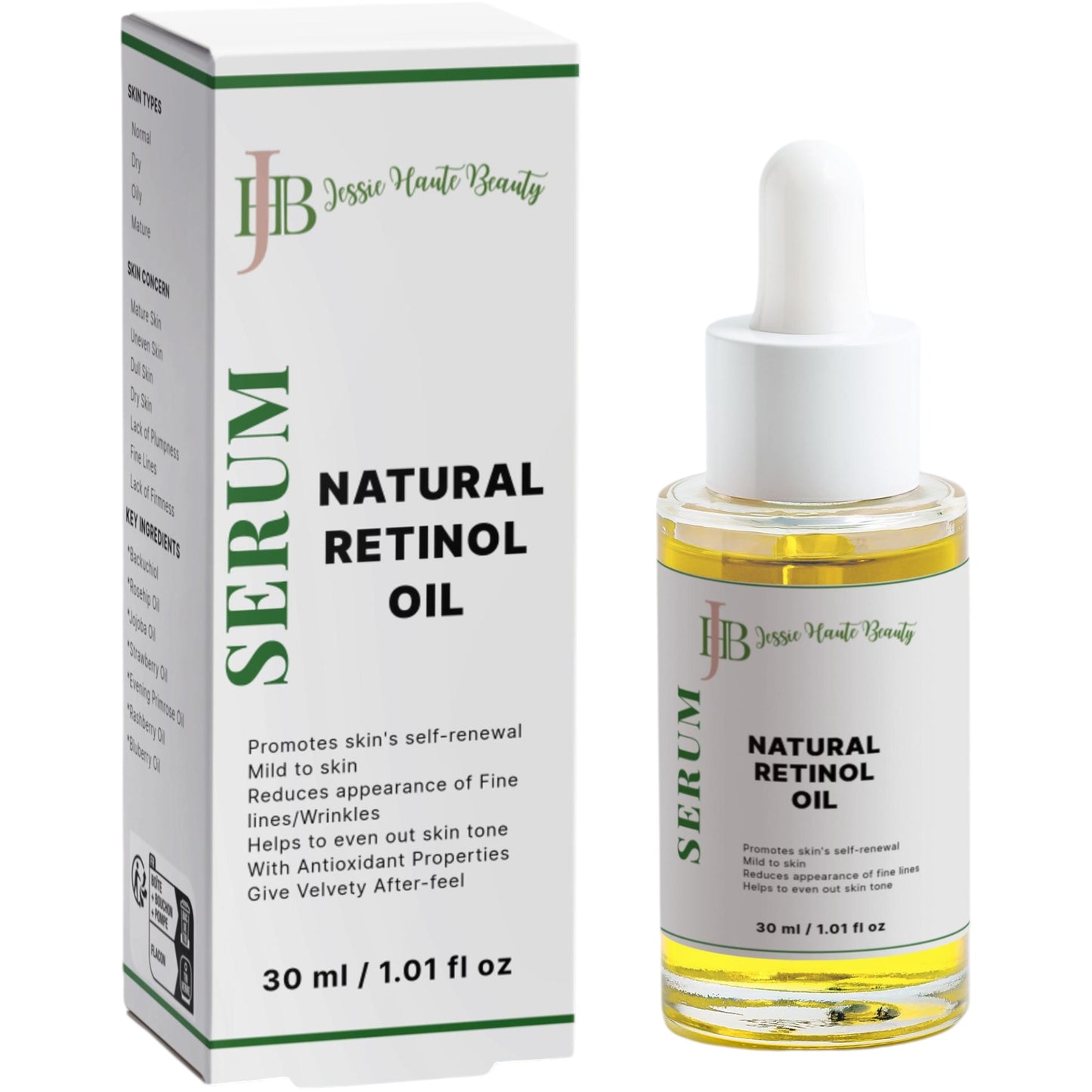 Natural Retinol Oil Serum - Bakuchiol Anti-Aging Face Serum 30ml 1.01 fl oz