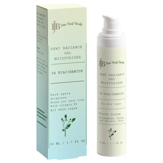 JHB Dewy Radiance Gel Moisturizer with packaging on a white background