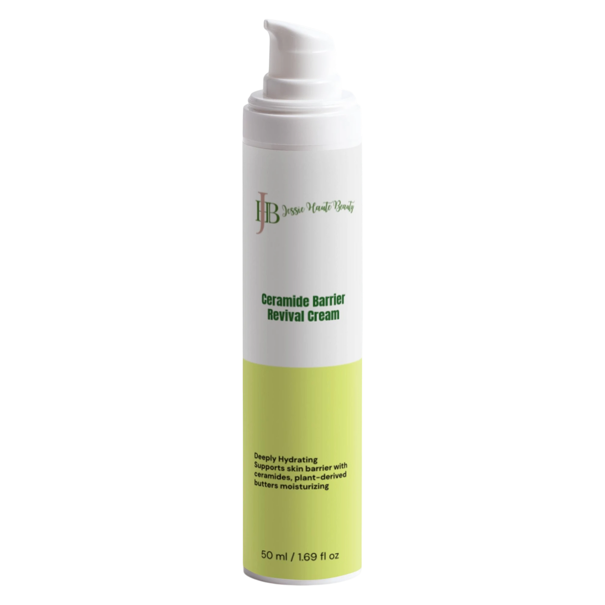 Ceramide Barrier Revival Cream bottle with white and green design on a white background